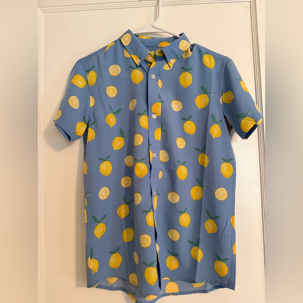 Men's Short-Sleeve Button-Up Shirt Cotton & Co Lemon Print